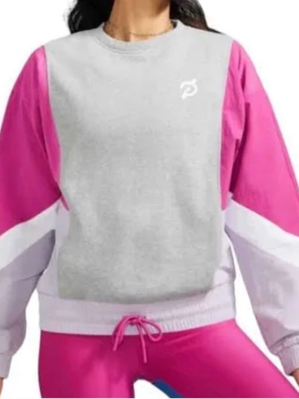 PELOTON Chic Fabric Mix Pullover Colorblock Sweatshirt Windbreaker Retro 80/90’s